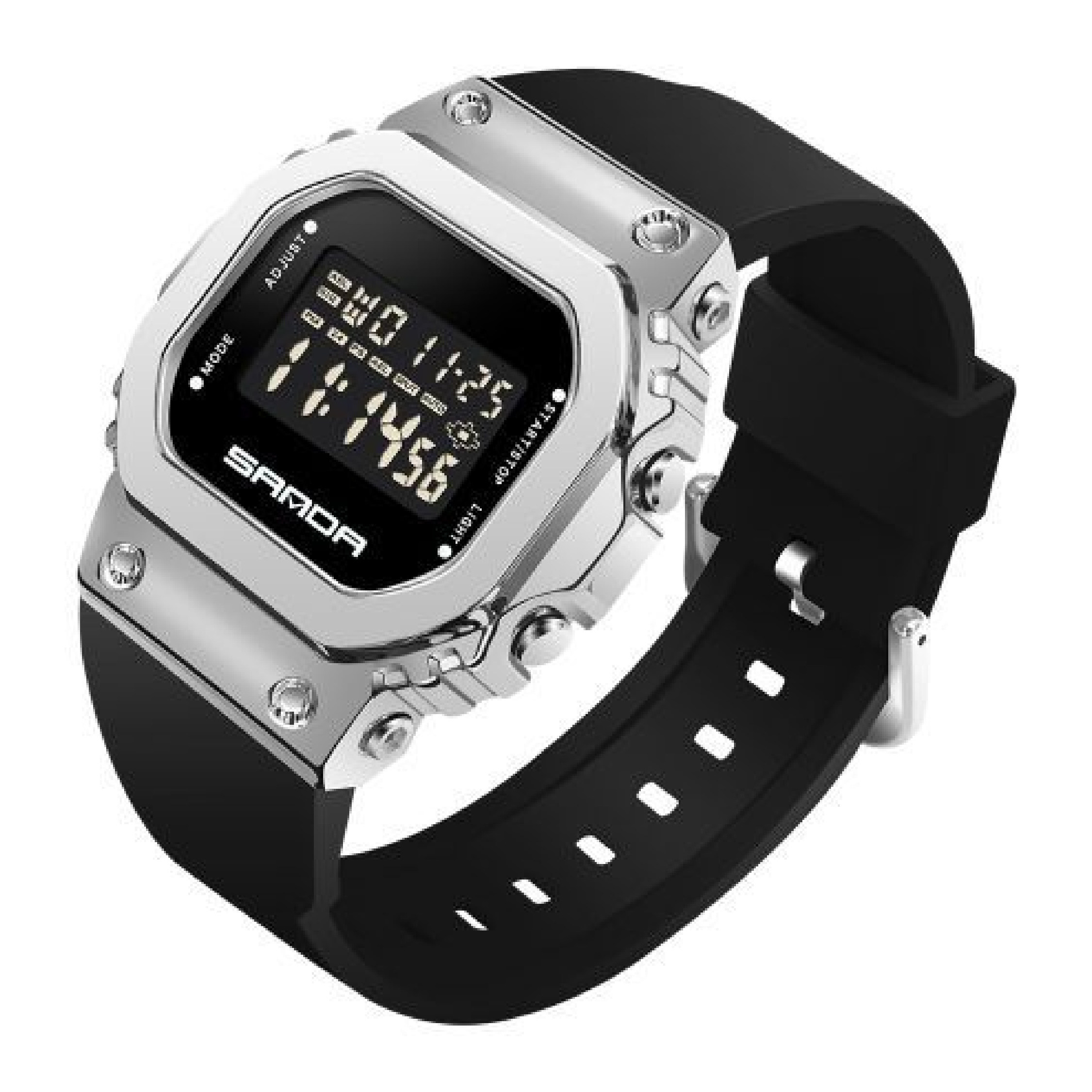 Ripley - RELOJ SANDA DEPORTIVO CASUAL NEGRO PLATEADO | SAN-45