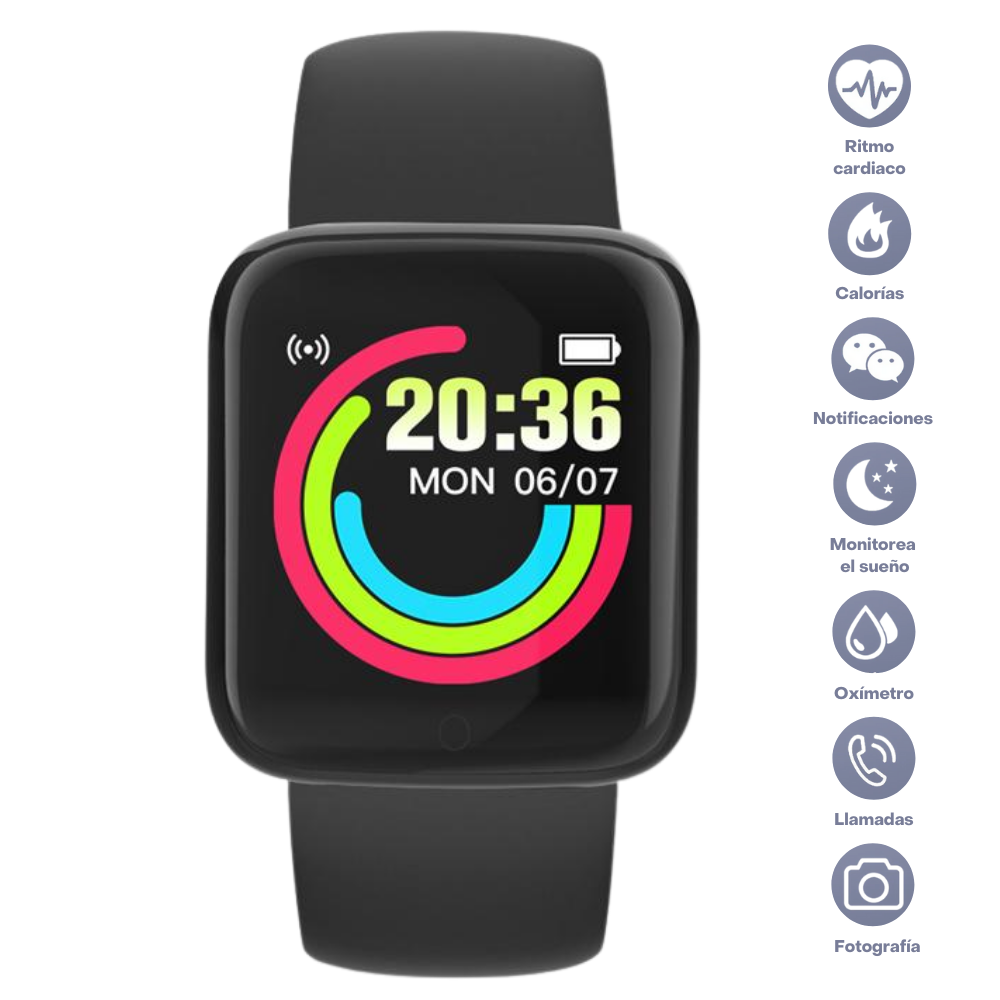 Ripley - RELOJ INTELIGENTE SMARTWATCH D20 PRO MACARON NEGRO