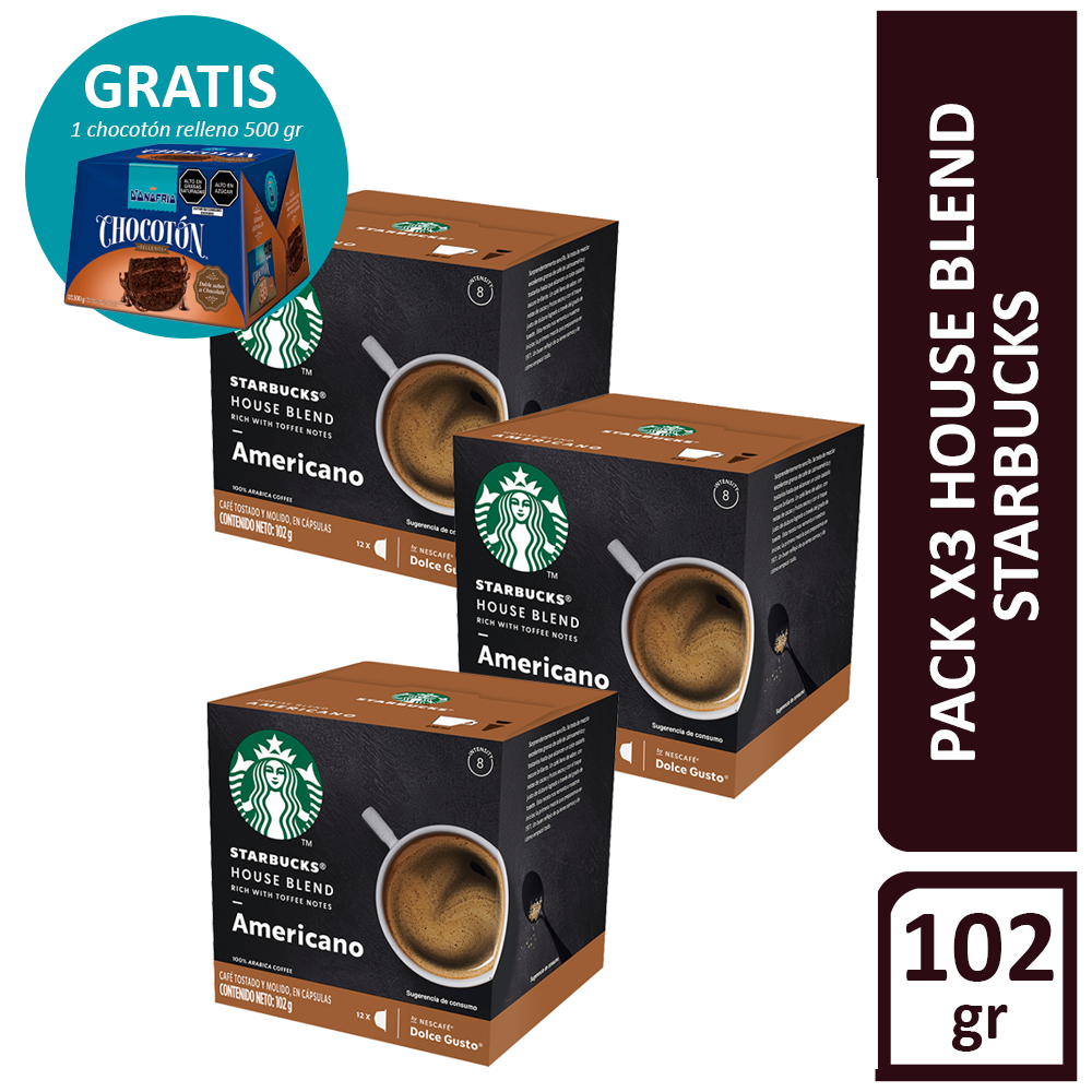 Ripley - CÁPSULAS DE CAFÉ STARBUCKS® HOUSE BLEND CJ DE 12 UND (X3) +  CHOCOTÓN GRATIS