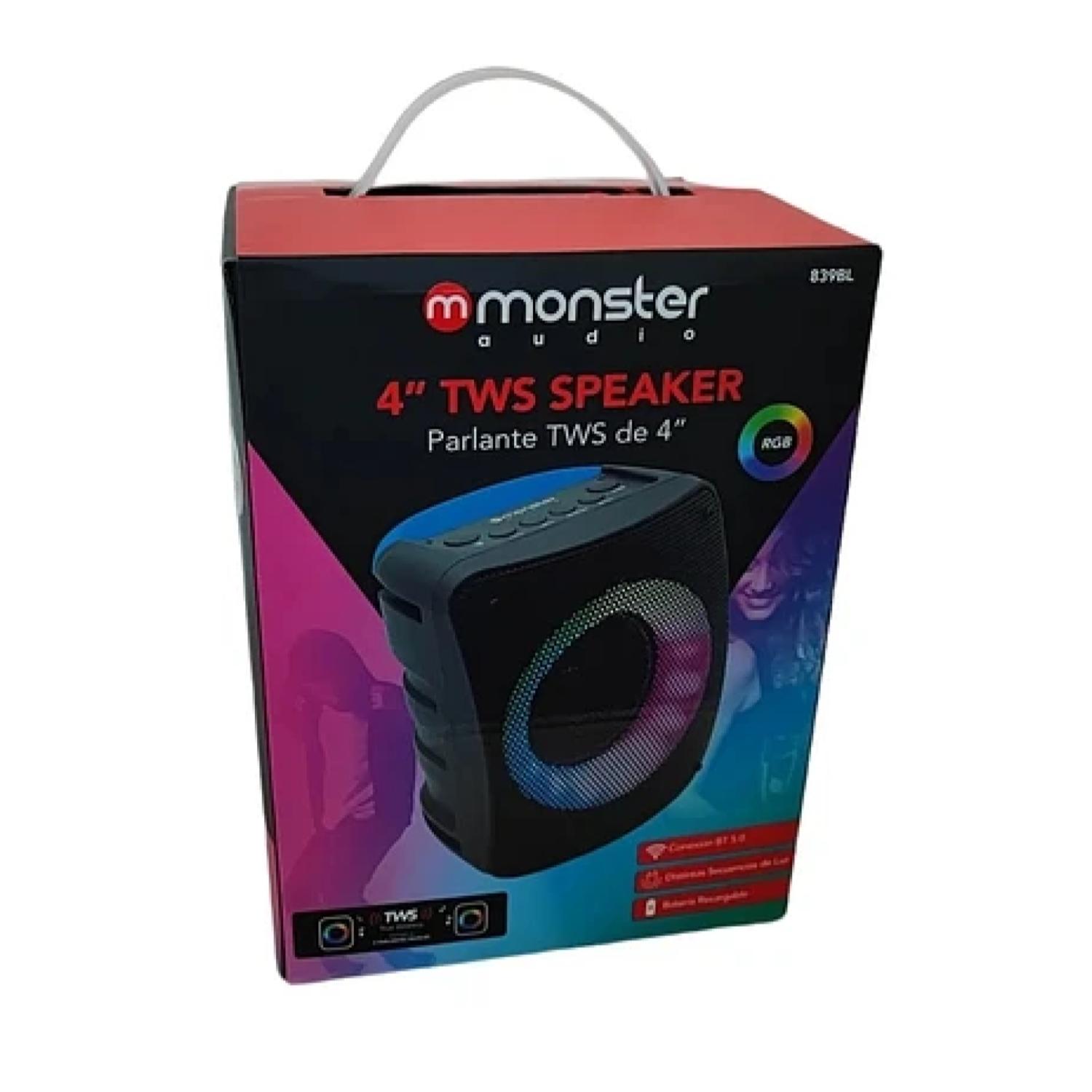 Ripley PARLANTE BLUETOOTH TWS 4' RGB 10W USB AUX MIC NEGRO MONSTER