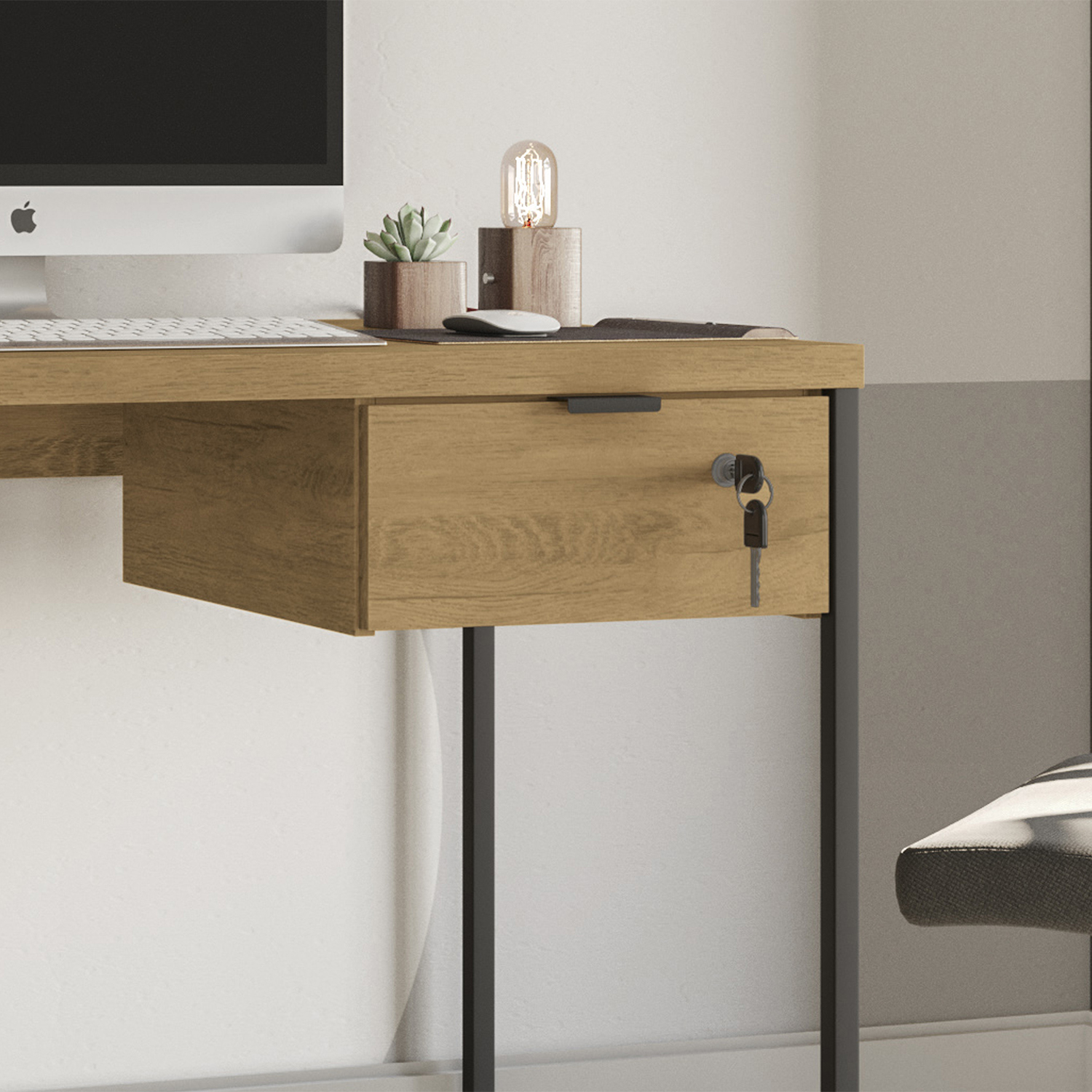 Ripley CAJON PARA ESCRITORIO OFFICE CON LLAVE CASTAÑO