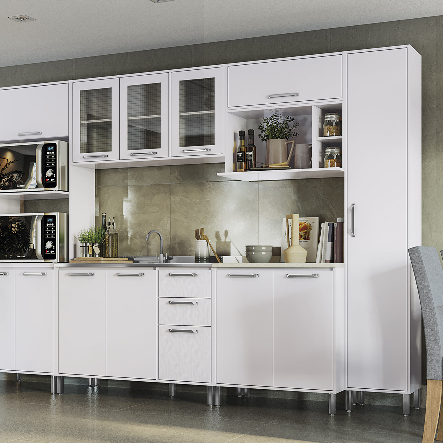 Ripley MUEBLE PARA COCINA CON PUERTA Y 4 REPISAS GEOMETRIC BLANCO
