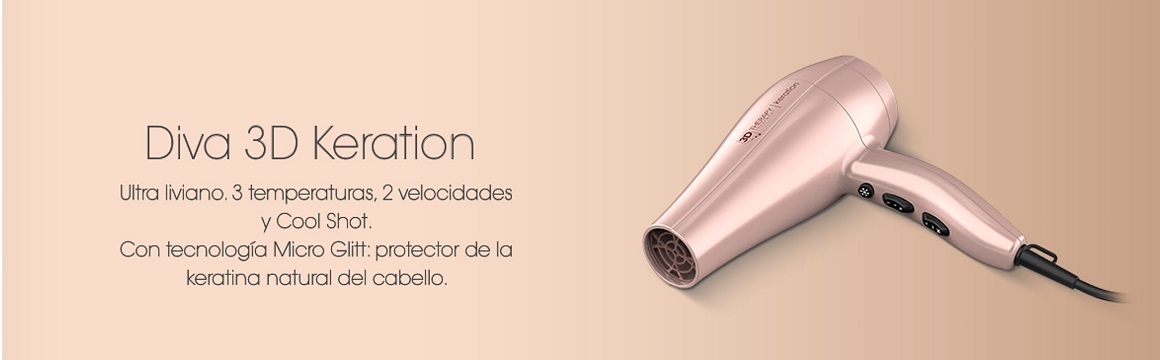 GA.MA Italy Keration Diva 3D Haartrockner 2300W – AC Motor, 6 Trocknungsstufen, Ionentechnologie, Inkl. Zubehör