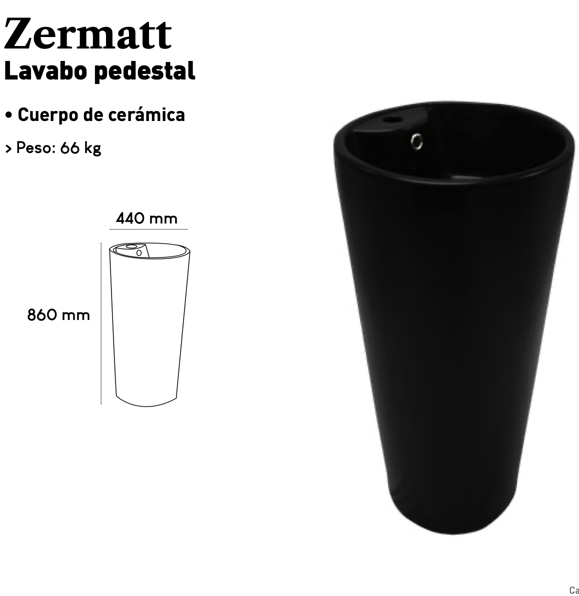 Lavabo De Pedestal Anbec Negro Mate 86 cm – AN-35059