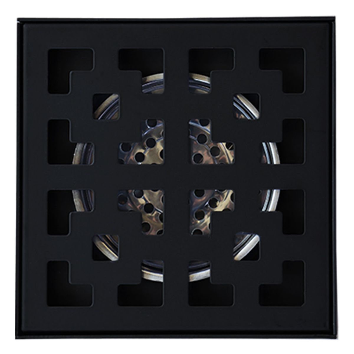 Coladera Cuadrada Lux Sany Mosaico Negro Mate 15 Cm – LU-YF-T30-15KH