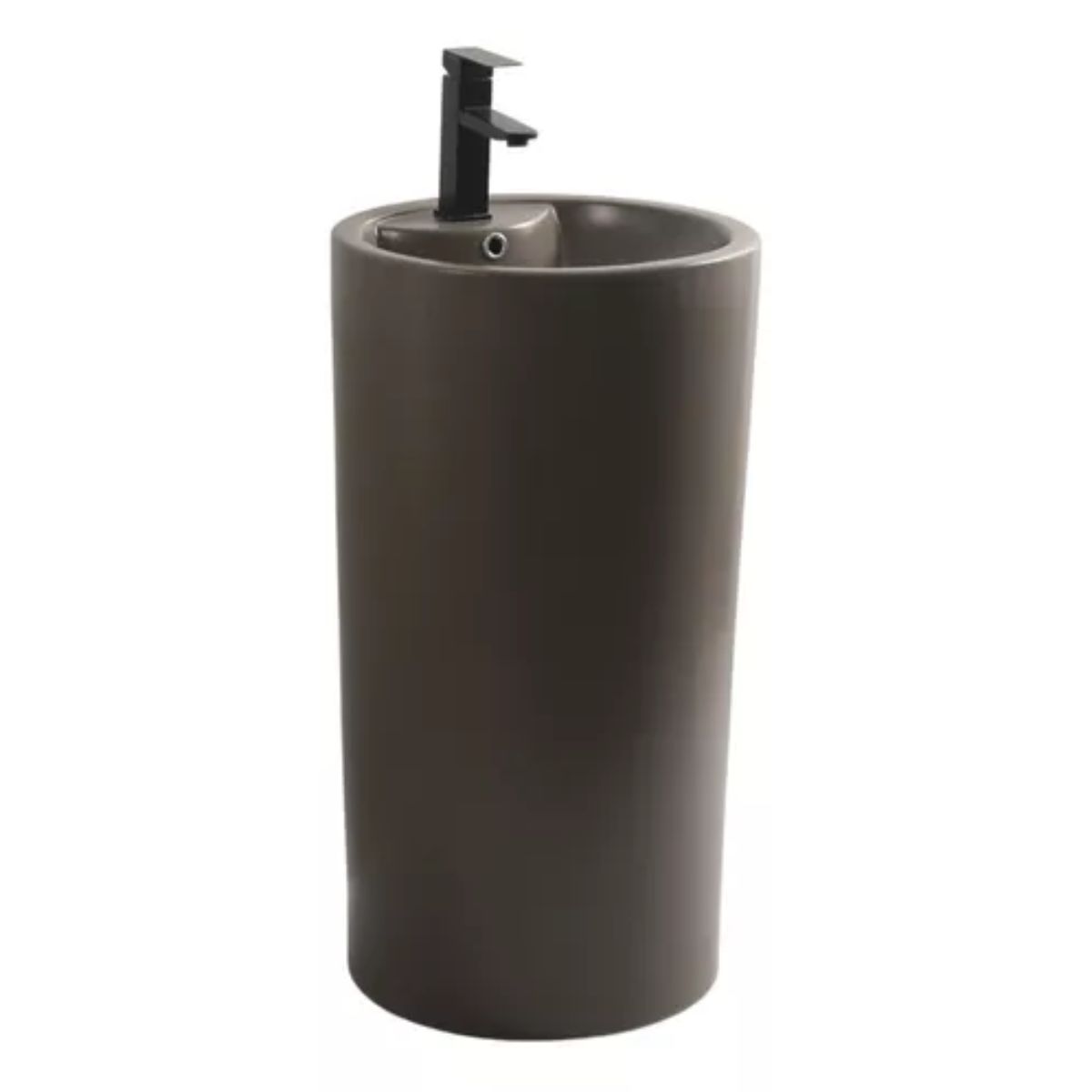 Lavabo A Piso Kand De Cerámica Redondo Gris Mate – KD-B-135A-M001