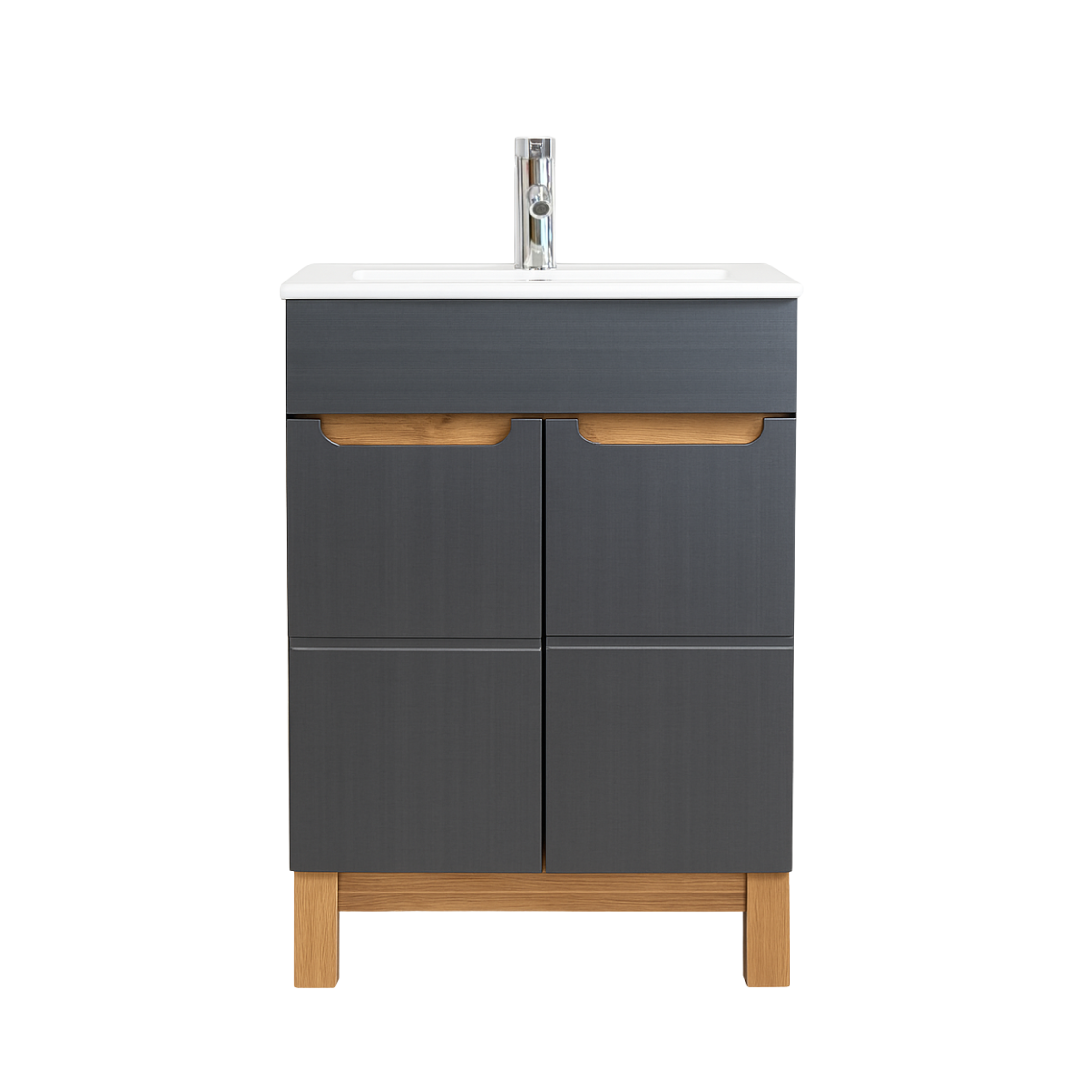 Gabinete Para Baño a Piso de 60 cm 2 puertas color Gris – AZ-KIT ROMA