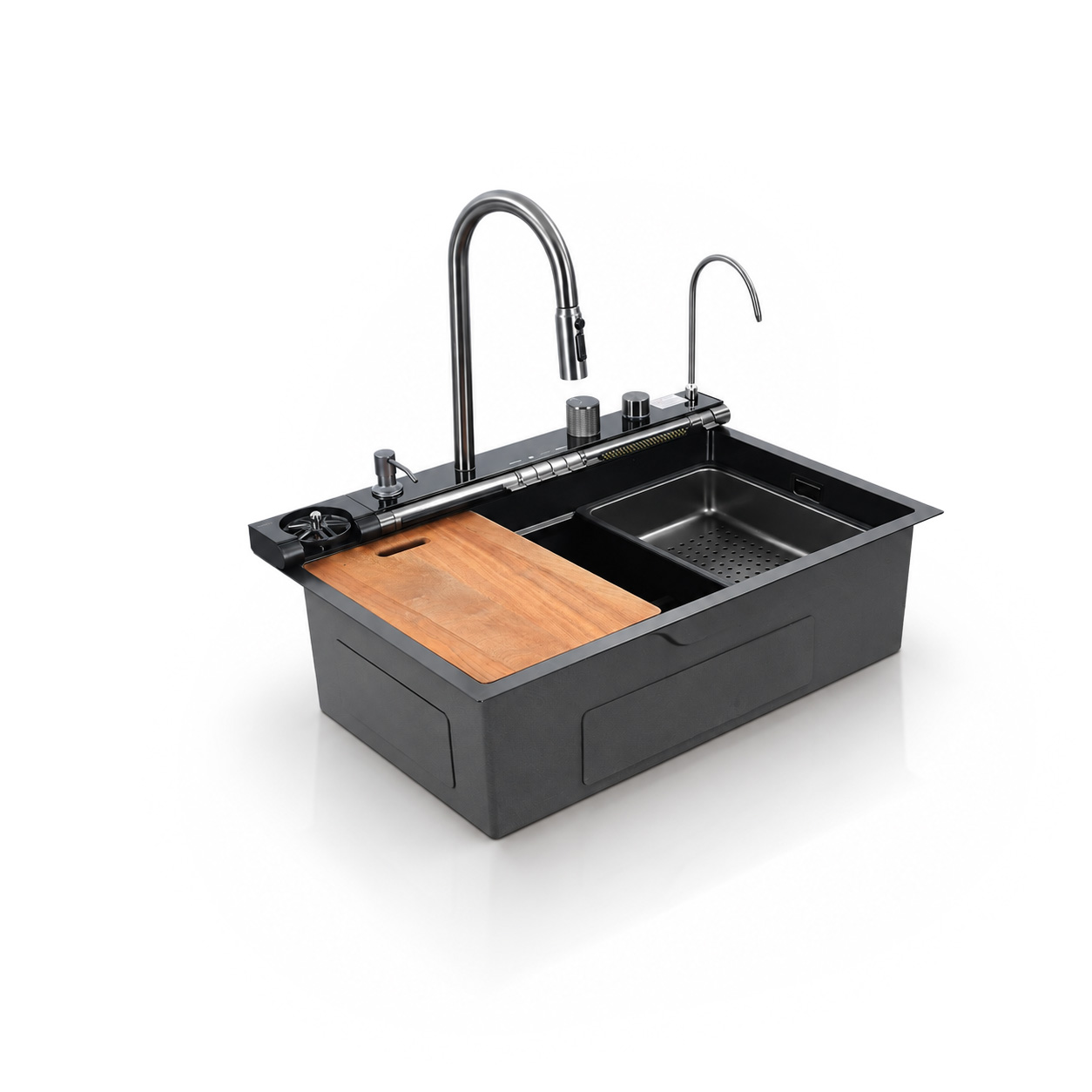 Tarja de Cocina Axcent Virginia 75 cm Negro Mate con Cascada, Pantalla Digital y Accesorios – AX-VIRGINIA Tarja de Cocina Axcent Virginia 75 cm Negro Mate con Cascada, Pantalla Digital y Accesorios – AX-VIRGINIA