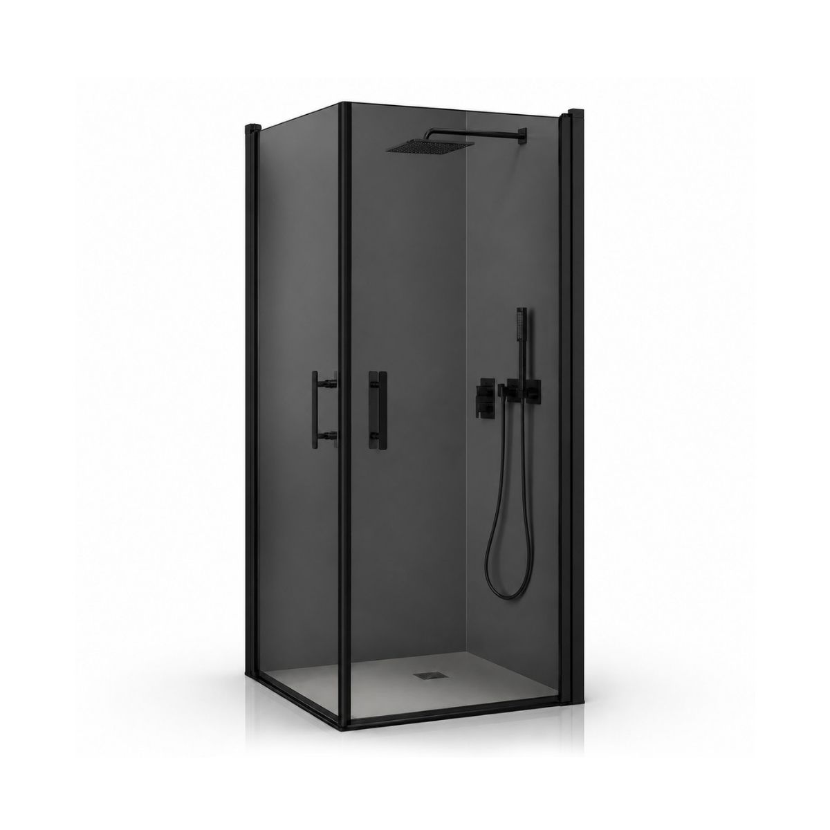Cabina de Baño Esquinera 90 x 90 cm Vidrio Templado Gris 6 mm Perfil Cromado – QD-632-GREY Cabina de Baño Esquinera 90 x 90 cm Vidrio Templado Gris 6 mm Perfil Cromado – QD-632-GREY