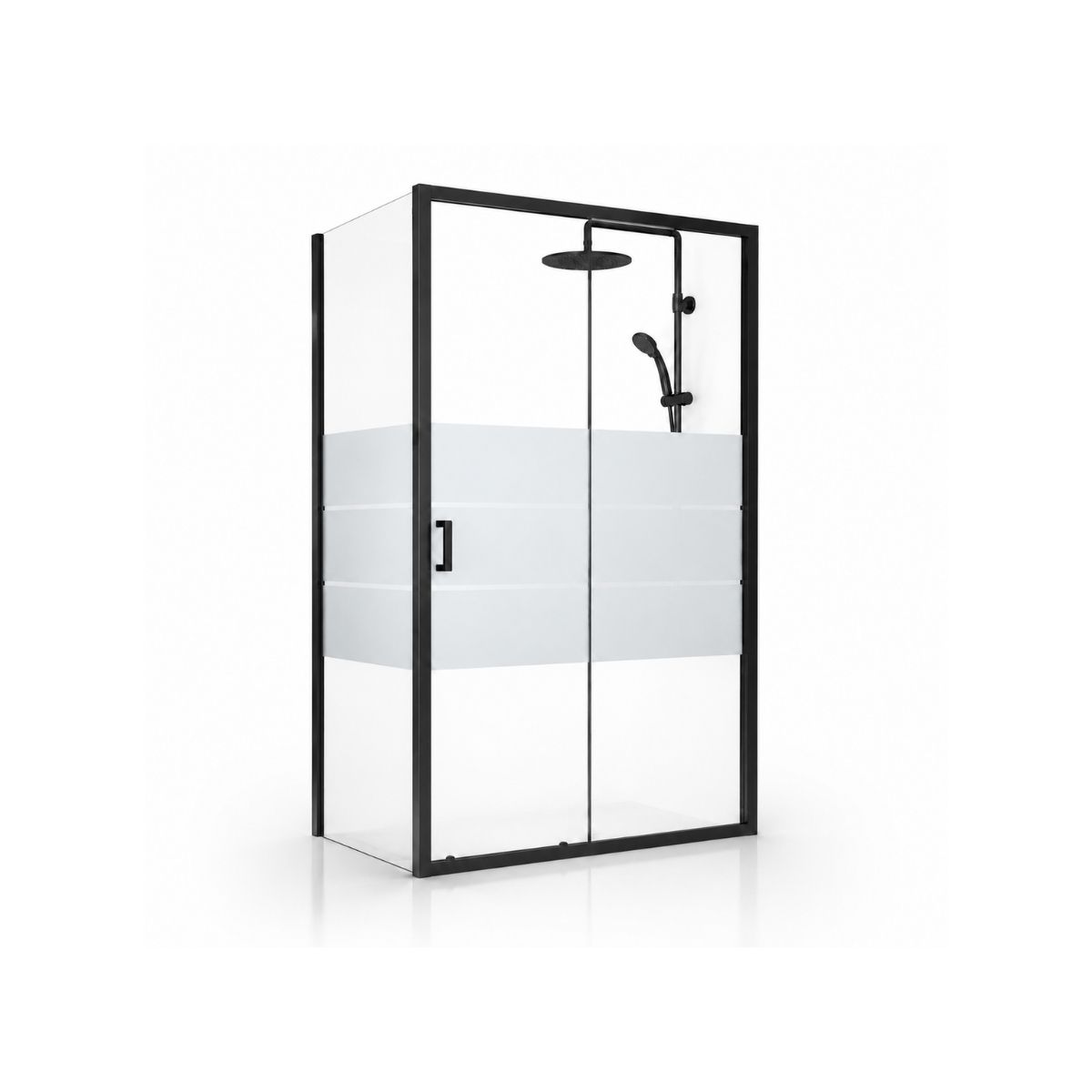 Cancel de Baño Esquinero 120 x 80 cm Vidrio Templado 6 mm Negro Puerta Corrediza – QD-652F Cancel de Baño Esquinero 120 x 80 cm Vidrio Templado 6 mm Negro Puerta Corrediza – QD-652F