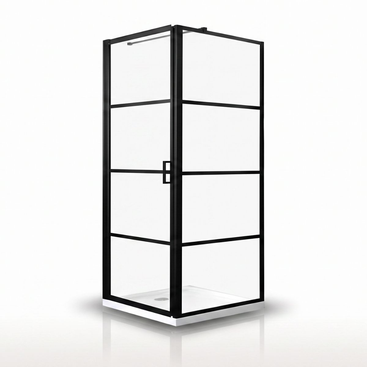 Cancel de Baño 120 x 80 cm Vidrio Templado 8 mm Marco Negro Puerta Abatible – QD-H3034 Cancel de Baño 120 x 80 cm Vidrio Templado 8 mm Marco Negro Puerta Abatible – QD-H3034
