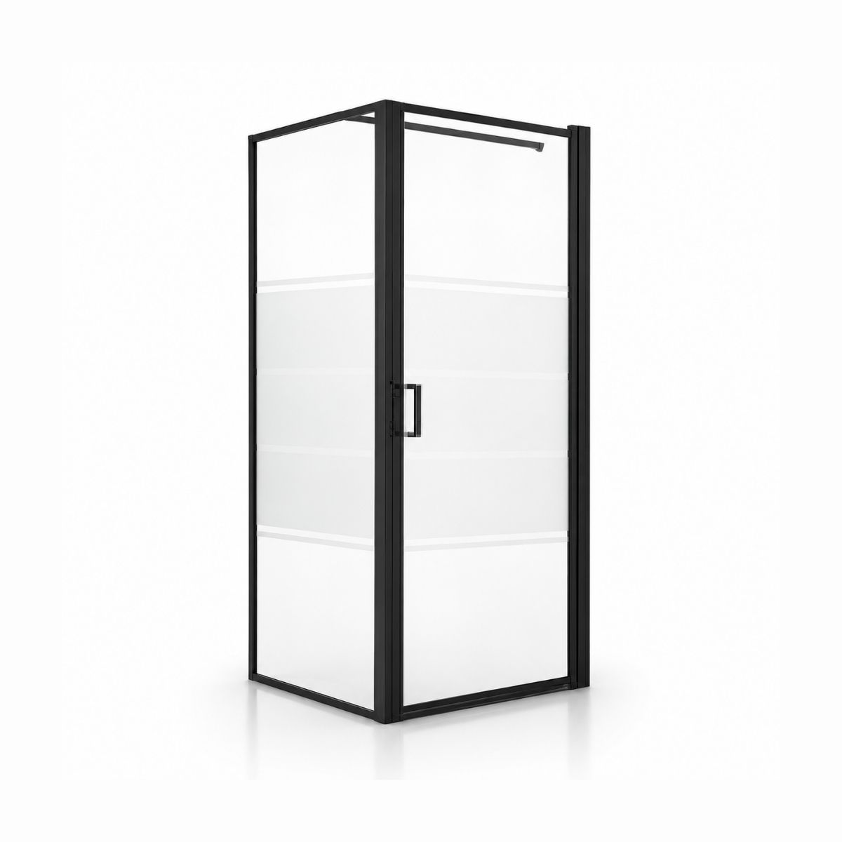 Cancel de Baño 100 x 80 cm Vidrio Templado Esmerilado 8 mm Marco Negro – QD-H3036 Cancel de Baño 100 x 80 cm Vidrio Templado Esmerilado 8 mm Marco Negro – QD-H3036