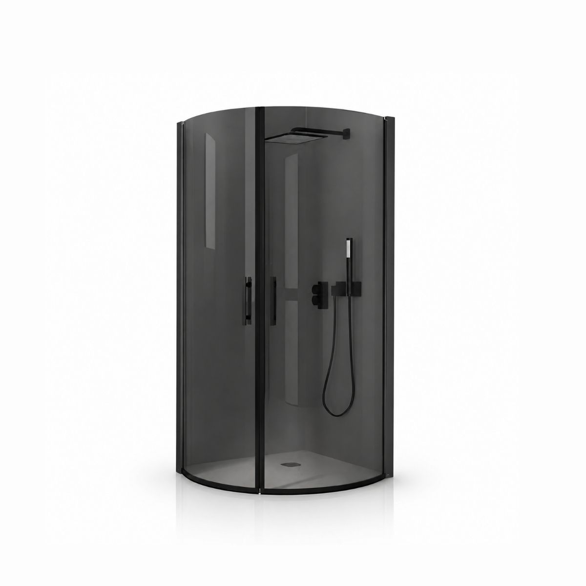 Cabina de Baño Esquinera 90 x 90 cm Vidrio Templado Gris 6 mm Perfil Negro – QD-P5020 Cabina de Baño Esquinera 90 x 90 cm Vidrio Templado Gris 6 mm Perfil Negro – QD-P5020