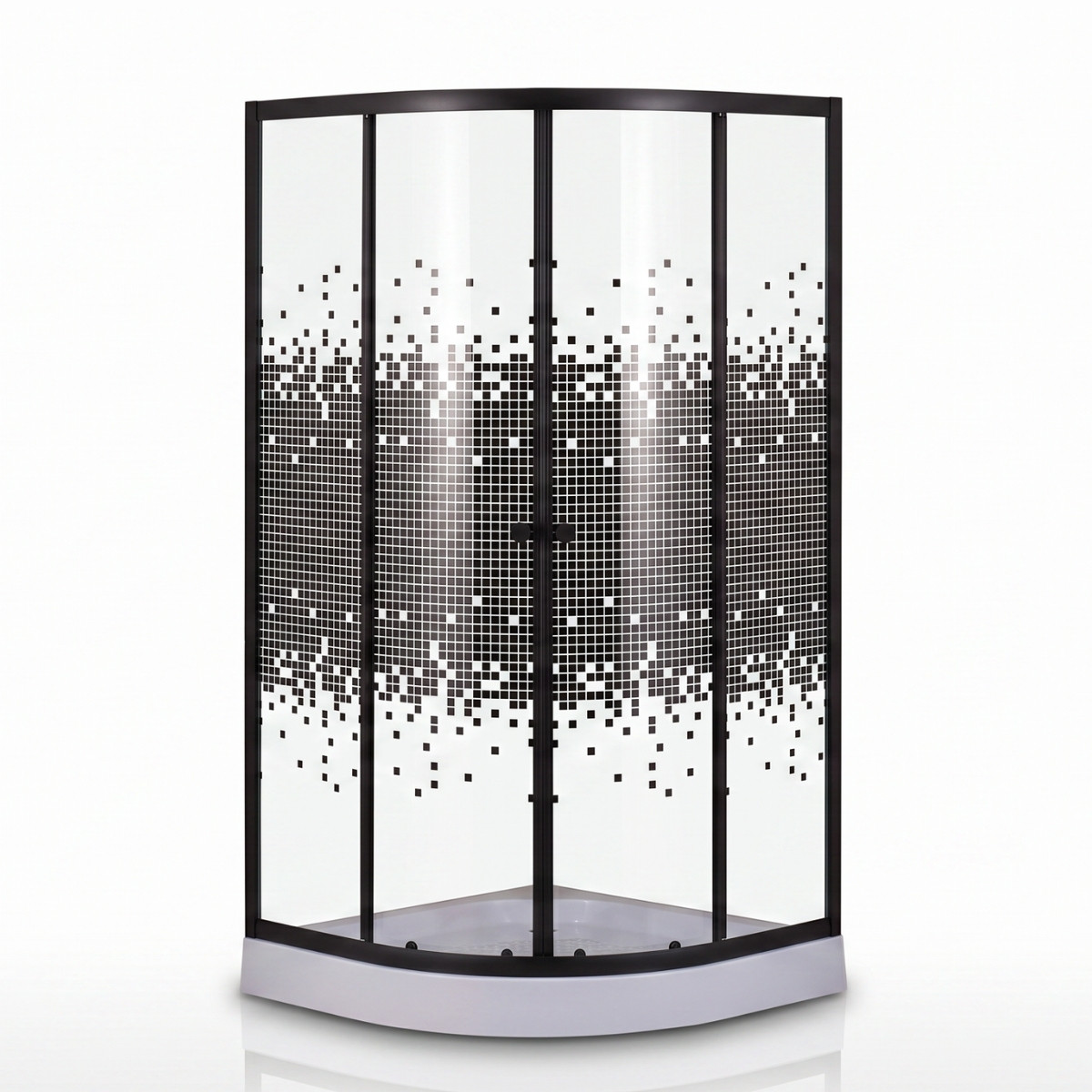 Cancel de Baño 90 x 90 cm Vidrio Templado 5 mm Herrajes Negros con Bandeja – QD-683 Cancel de Baño 90 x 90 cm Vidrio Templado 5 mm Herrajes Negros con Bandeja – QD-683