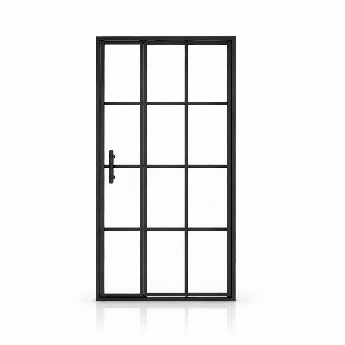 Cancel de Baño 120 x 190 cm Vidrio Transparente Marco Negro Puerta Pivotante – QD-P5047SD