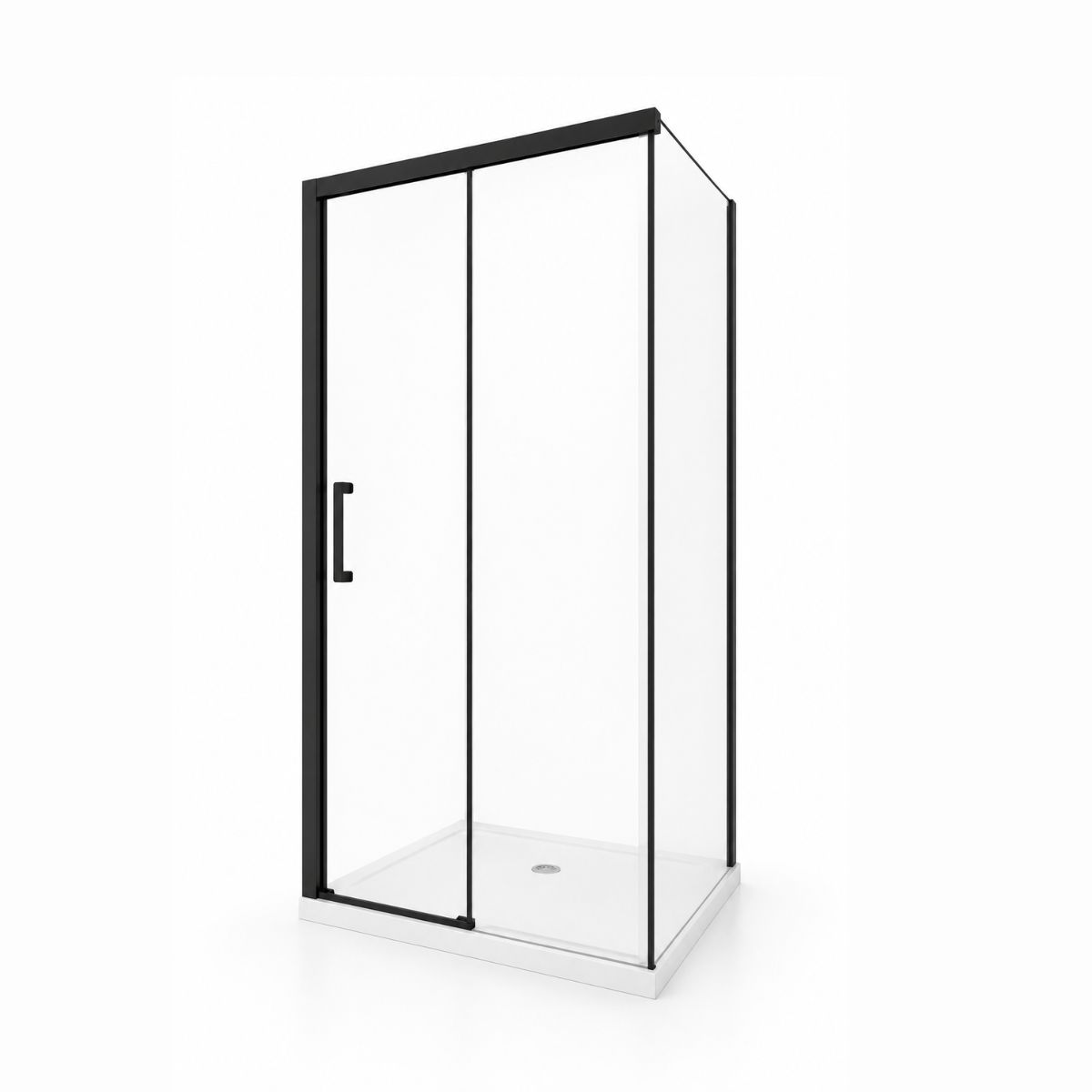 Cancel de Baño 120 x 80 cm Vidrio Templado Negro 8 mm – QD-IN-220-N