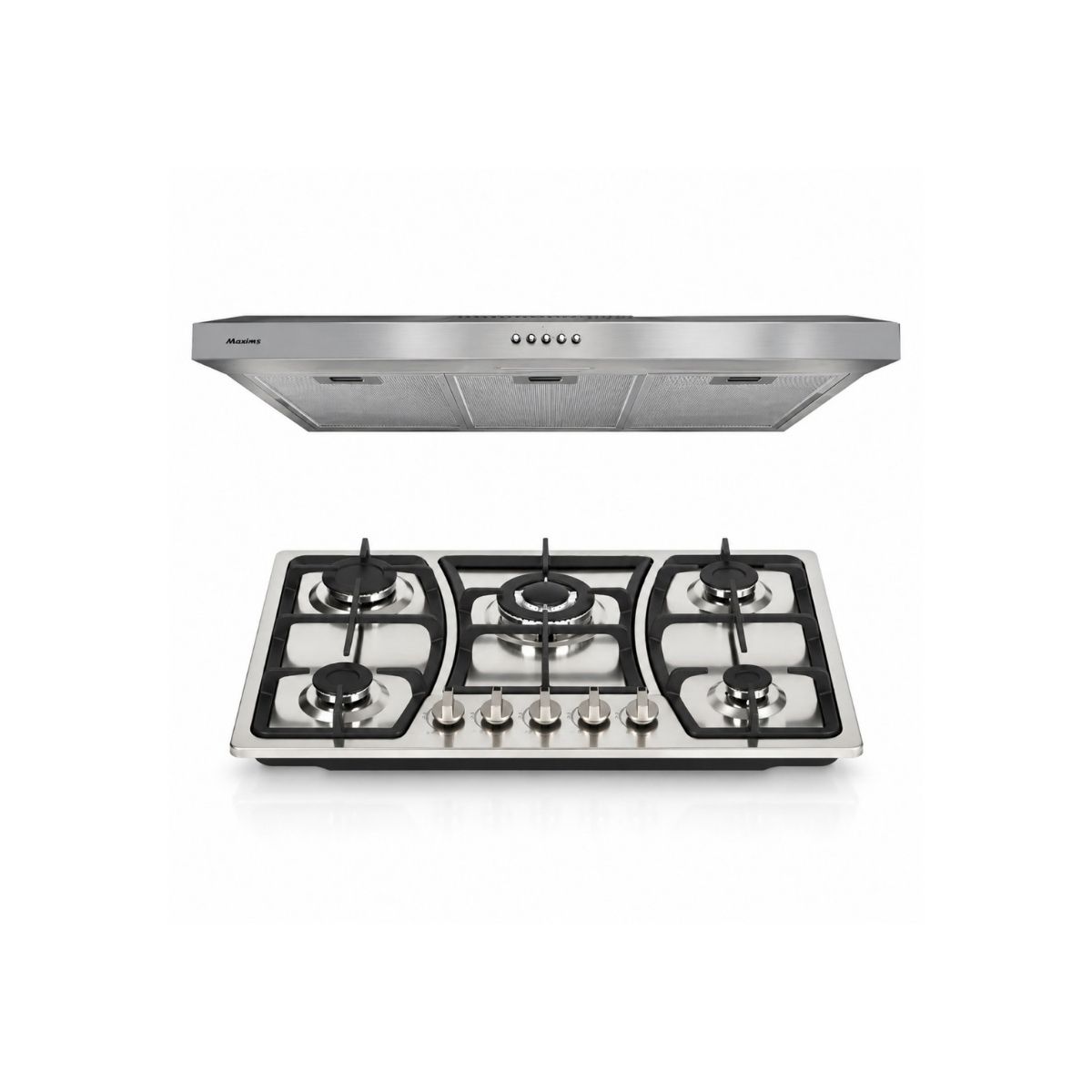 Dúo Parrilla y Campana de Cocina Maxims Steel 76 Acero Inoxidable – MX-DUOM76SS
