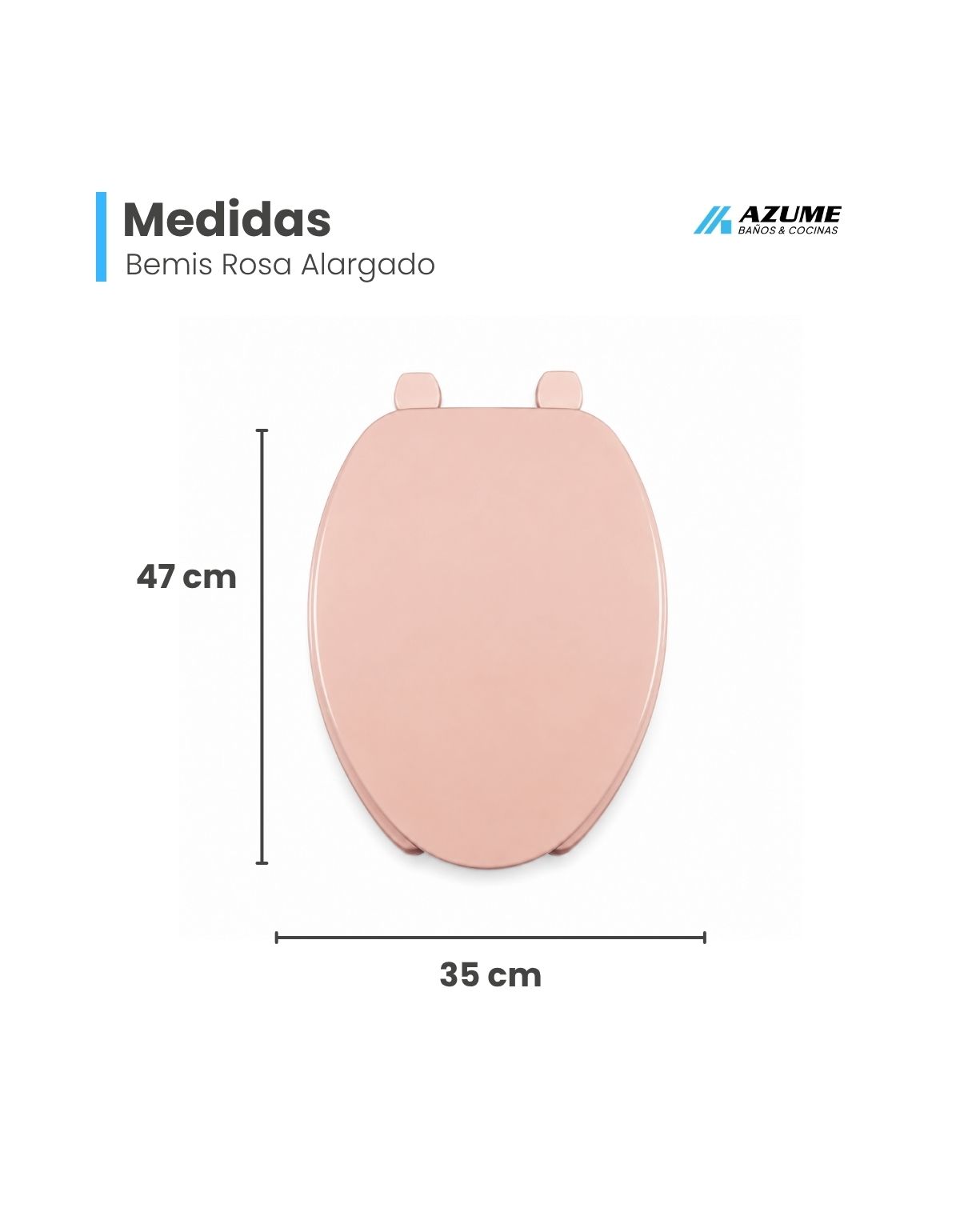 Asiento para Sanitario Alargado Abierto Rosa 47 cm – BE-175AR 176