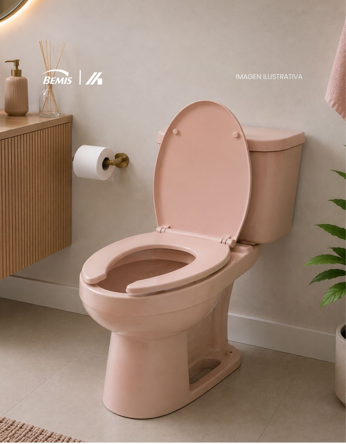 Alternative view of Asiento para Sanitario Alargado Abierto Rosa 47 cm – BE-175AR 176