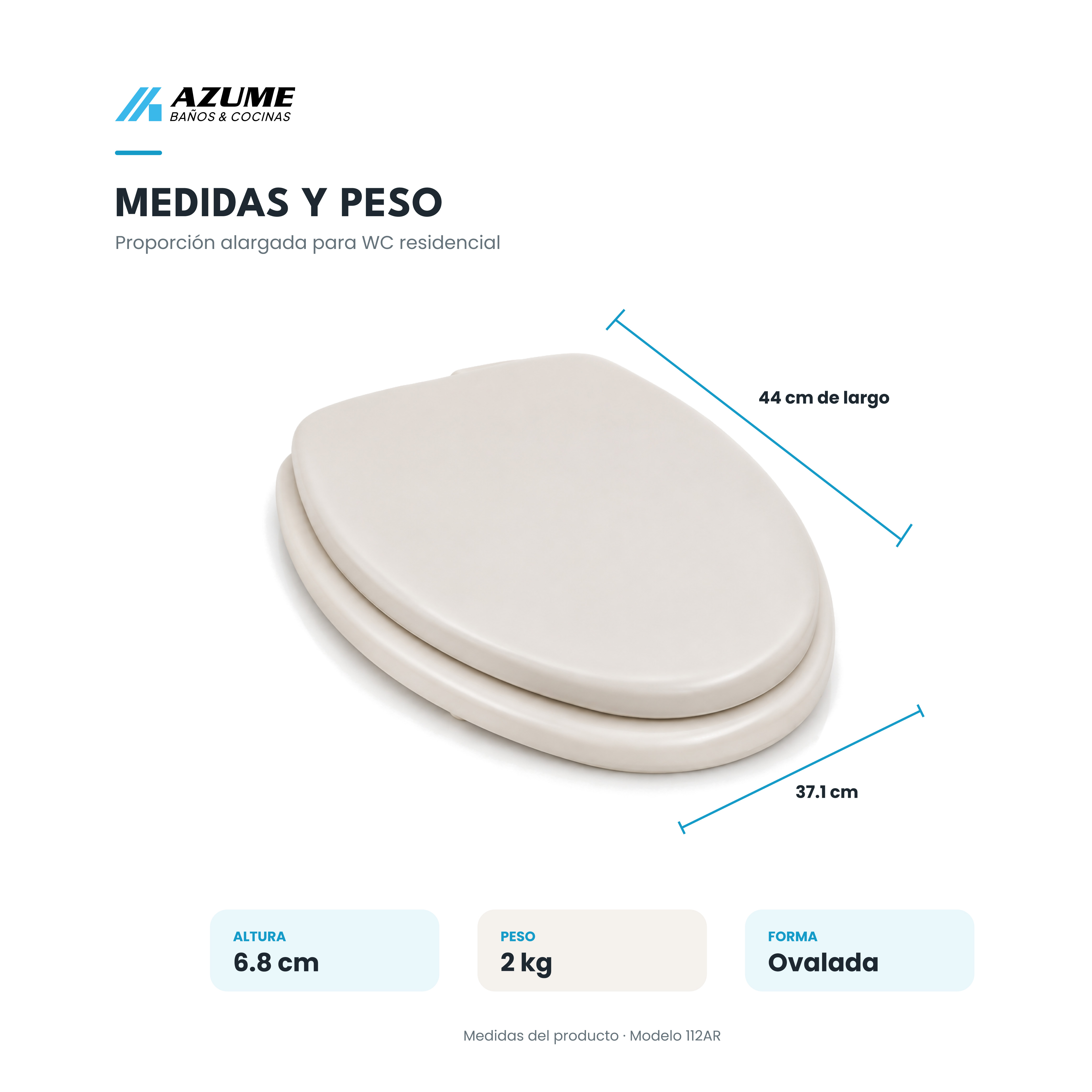 Asiento para Sanitario Alargado Acojinado Hueso – BE-112AR 006