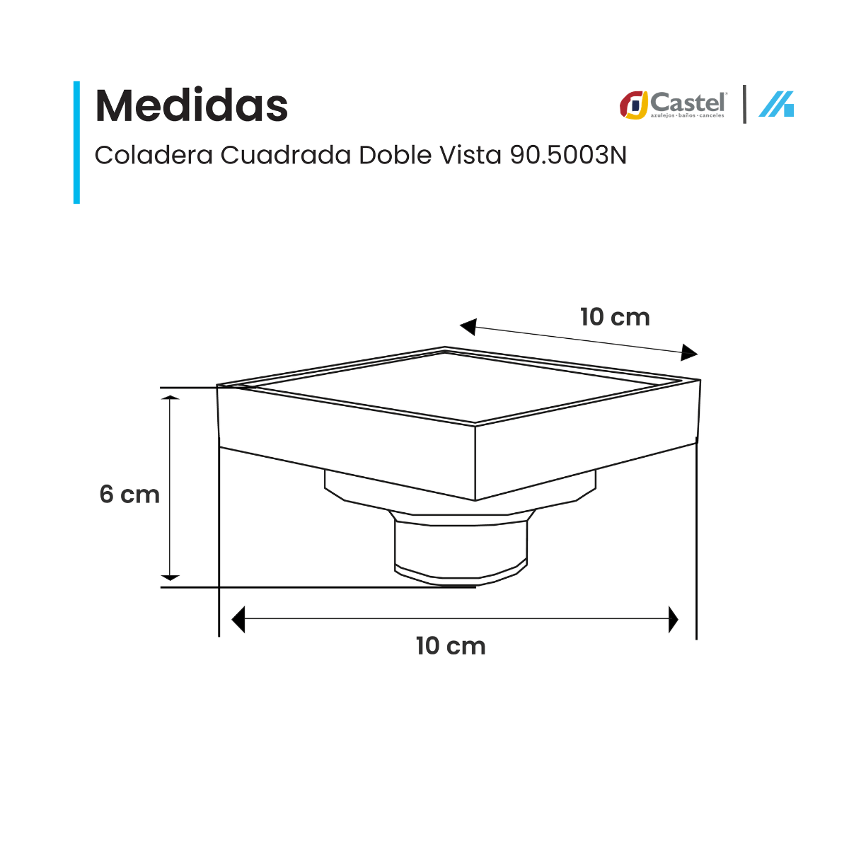 Alternative view of Coladera Castel Doble Vista Injerto Ceramico Negro Mate - CA-90.5003N