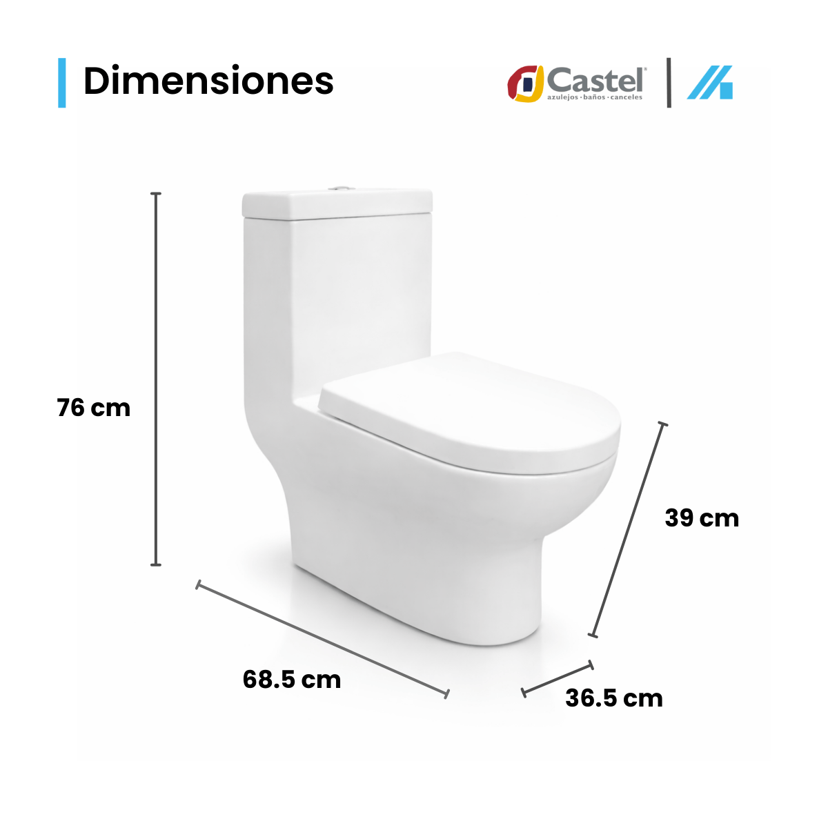 Alternative view of Sanitario One Piece Castel Blanco Hermes Pro - CA-HERMES PRO