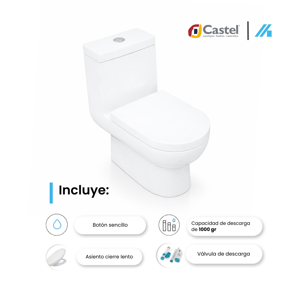 Sanitario One Piece Castel Blanco Hermes Pro – CA-HERMES PRO