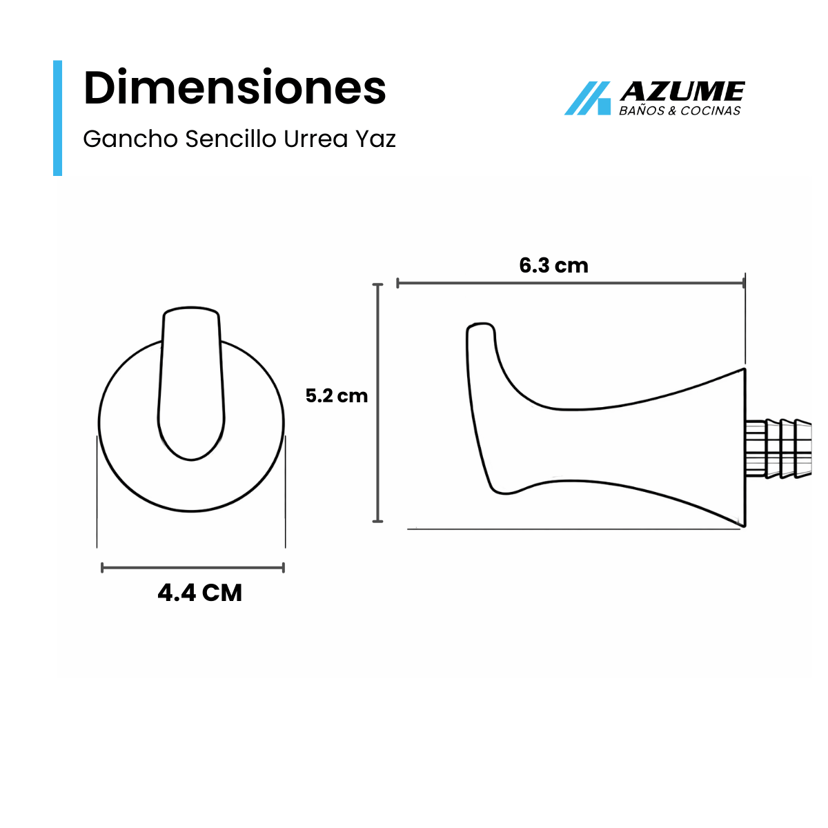 Gancho Sencillo Para Baño Urrea Yaz Acabado Cromo – UR-506YZ