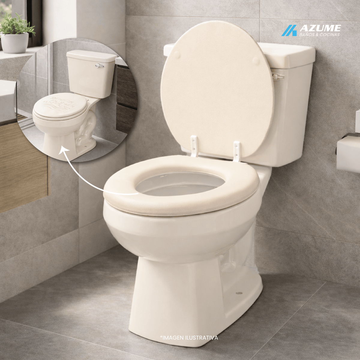 Asiento para Sanitario Acojinado Decor Plus Blanco Bordado – BE-D255 484