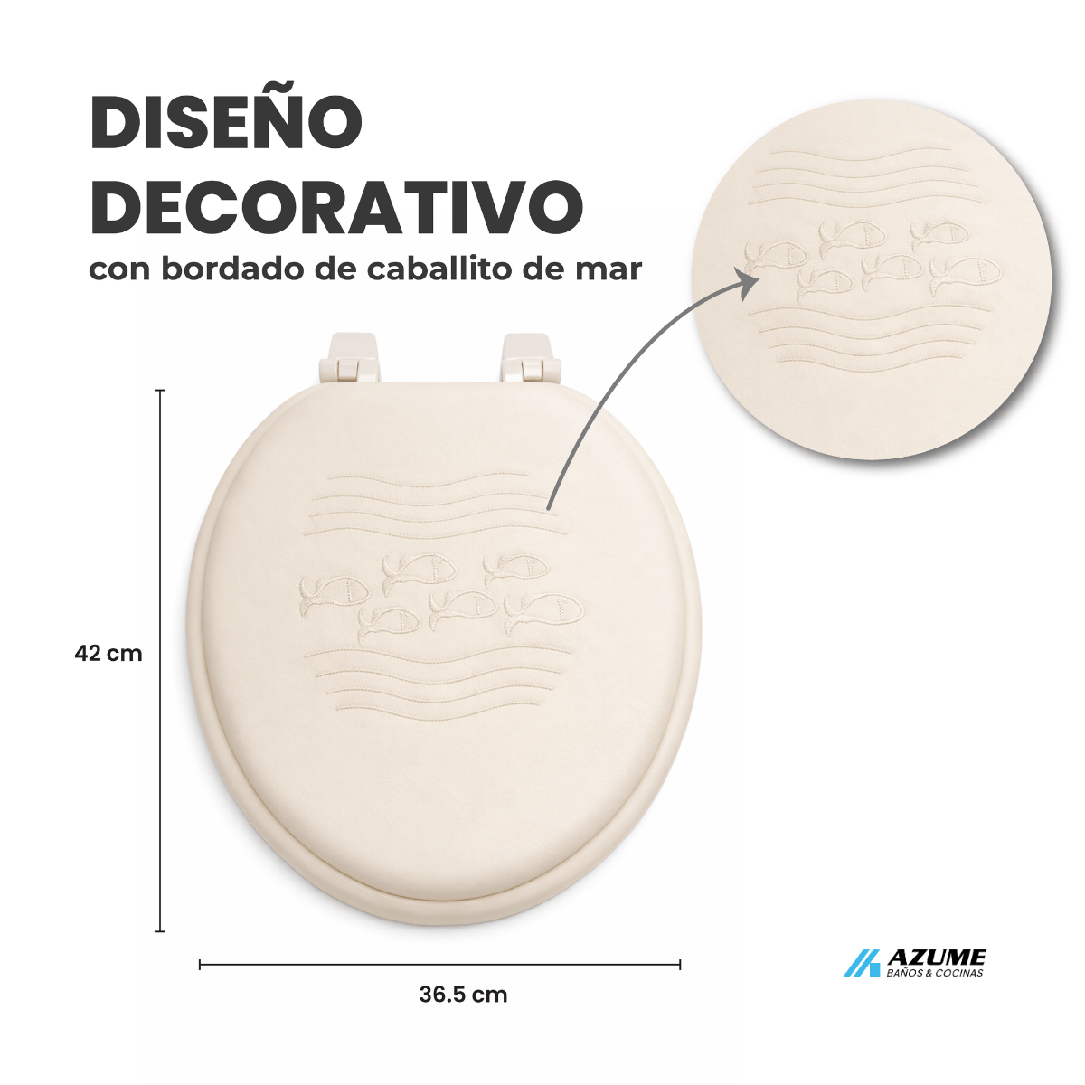 Asiento para Sanitario Acojinado Decor Plus Blanco Bordado – BE-D255 484