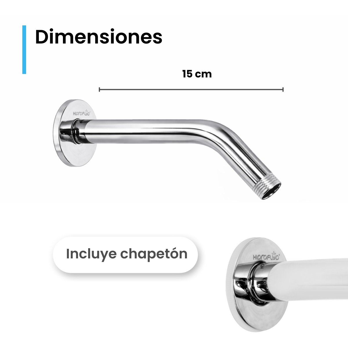 Brazo Tipo Codo Para Regadera Hidroflud Cromo – HF-HIBCC15
