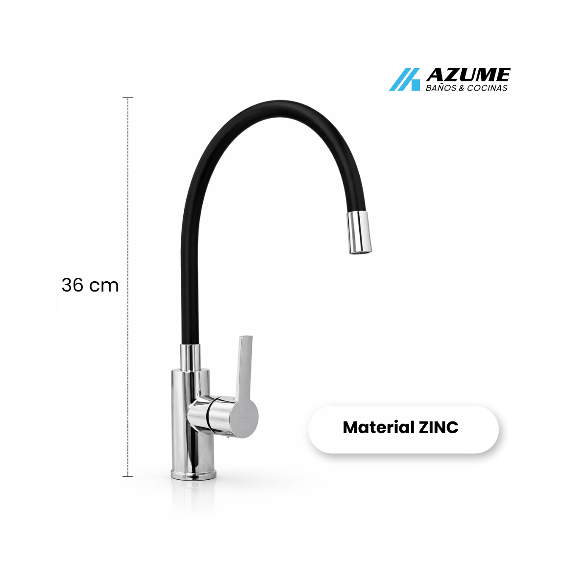 Llave Monomando Hidroflud Cuello Flexible Negro Cromo – HF-HI99910N