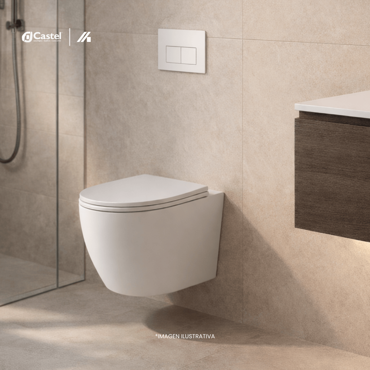 Alternative view of Sanitario Suspendido Castel Clio Bold Blanco Tanque oculto - CA-CLIO BOLD