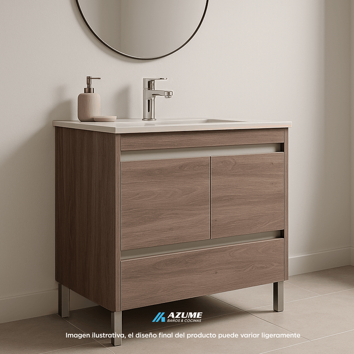 Alternative view of Gabinete Vannze Argelia Roble 80 cm Monomando y Contra - VN-ARGELIA