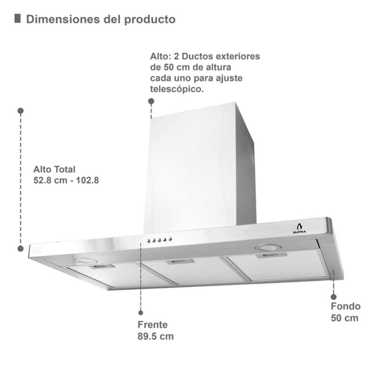 Campana Extractora Supra De Empotre Acero Inox 90 Cm – SU-TORINO-B