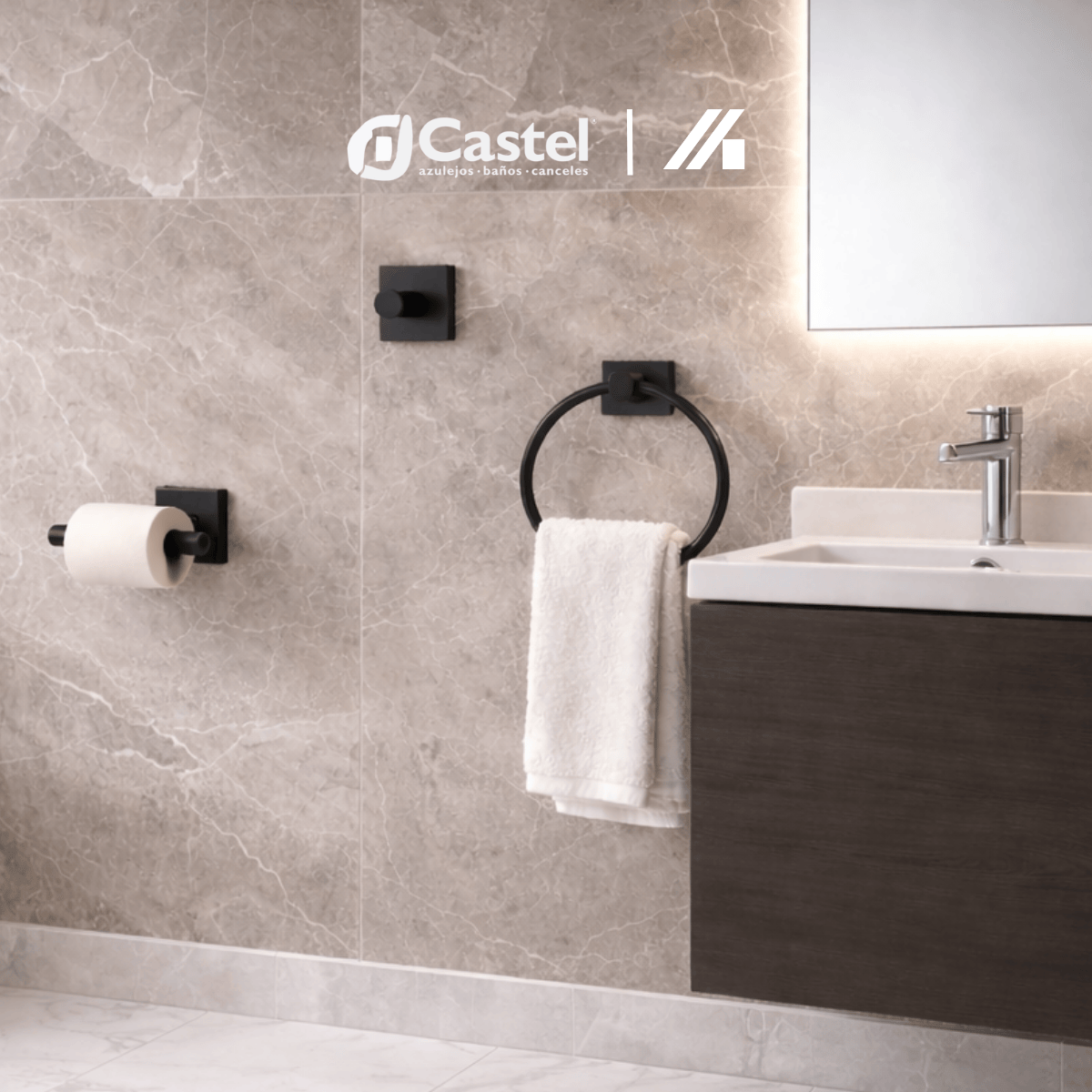 Alternative view of Juego De Accesorios Para Baño Castel 3 Piezas Negro Mate - CA-KAPPA