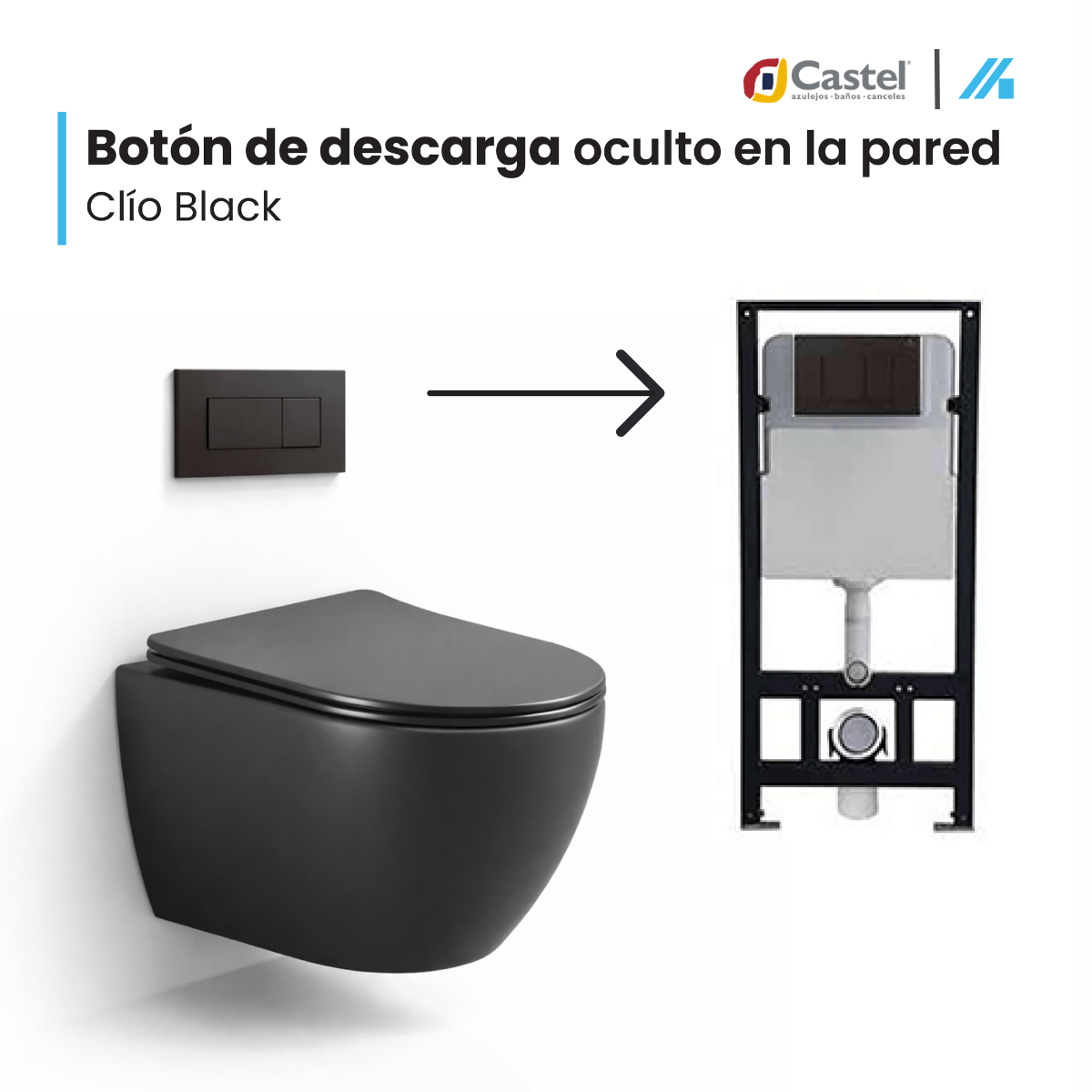 Sanitario Suspendido Oculto Castel Clio Negro Mate – CA-CLIO BLACK