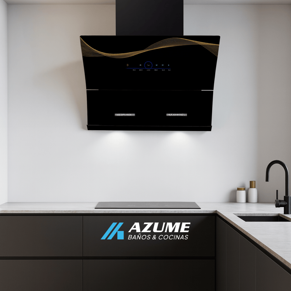 Campana Pizarro Modelo Siena 90 cm, Cristal Templado Control Con sensor – PI-CA-002-90