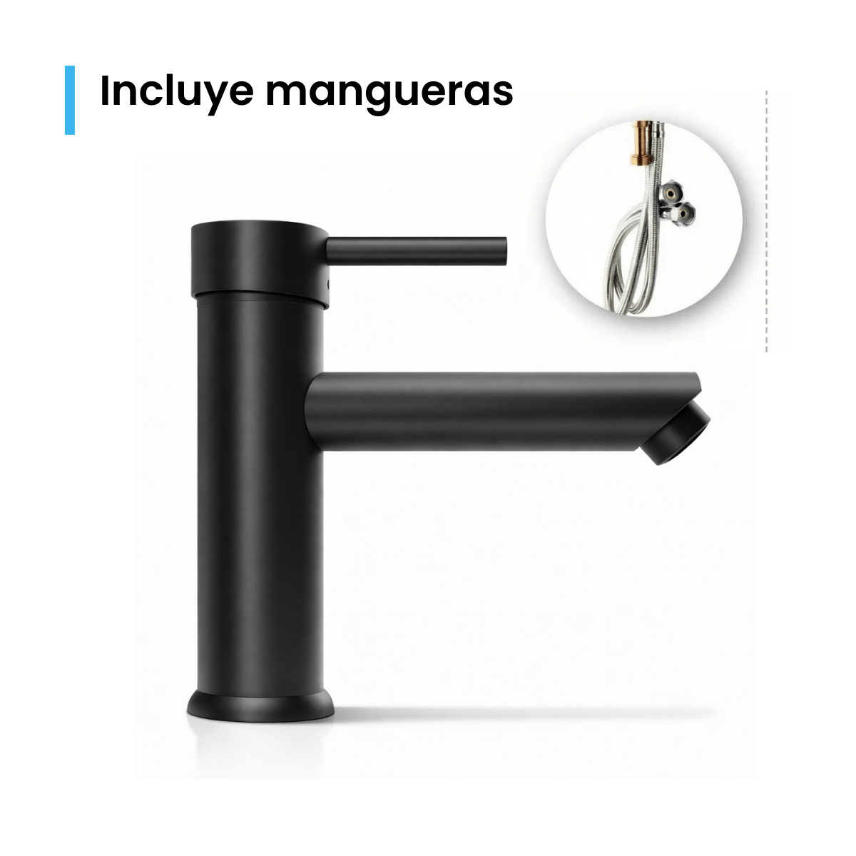 Llave Monomando Castel Para Lavabo Damasco Negro Mate – CA-3212N