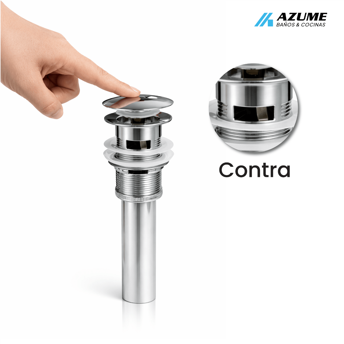 Contra Push Para Lavabo Lux Sany Con Rebosadero Cromo – LU-XR-CONTRA-41K