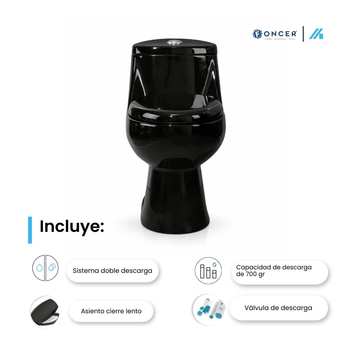 Wc One Piece Foncer Thor Black 4.8 L Negro – FC-THOR BLACK