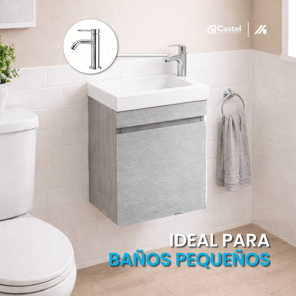Alternative view of Gabinete Para Baño Castel 40 Cm Monomando y Contra- CA-KIT GALICIA GREY