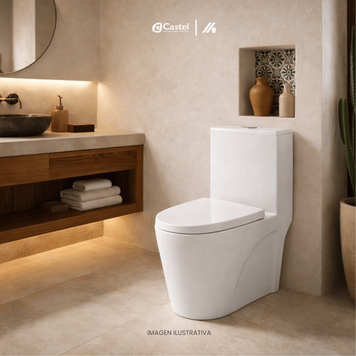 Alternative view of Sanitario One Piece Castel Gea Blanco Doble Descarga – CA-GEA WHT