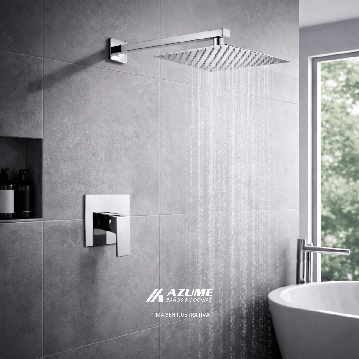 Regadera De Lluvia Y Monomando Castel Cuadrado Cromo – CA-68.003C