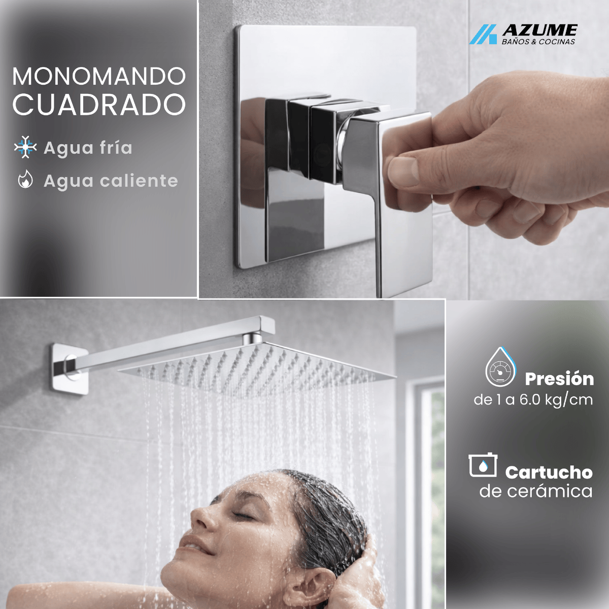 Regadera De Lluvia Y Monomando Castel Cuadrado Cromo – CA-68.003C