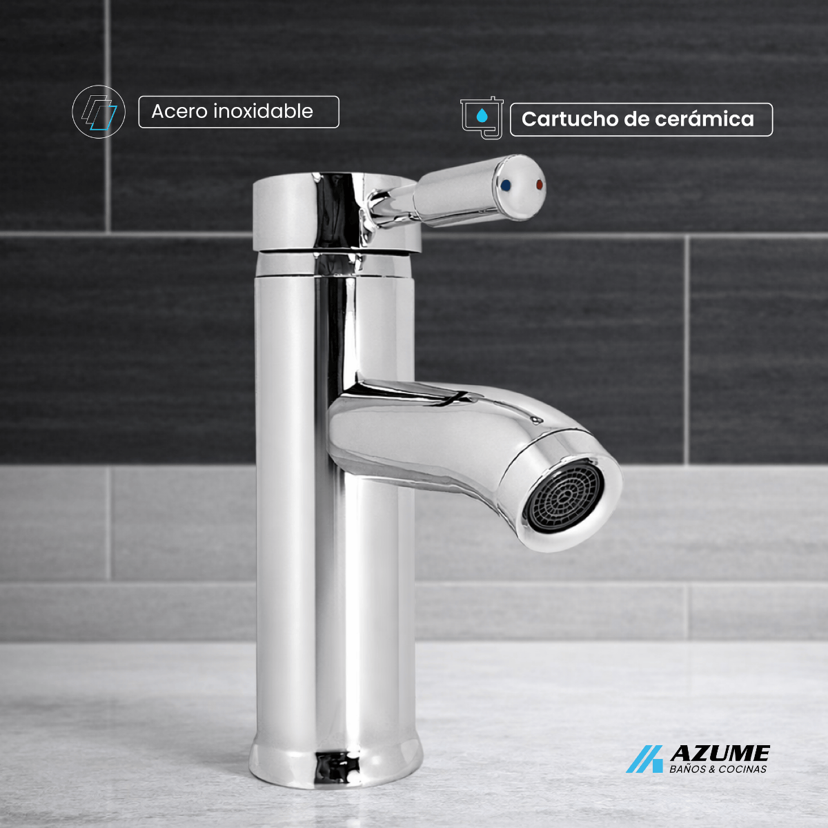 LLave Monomando Bajo Hidroflud Para Lavabo Acabado Cromo – HF-HI62