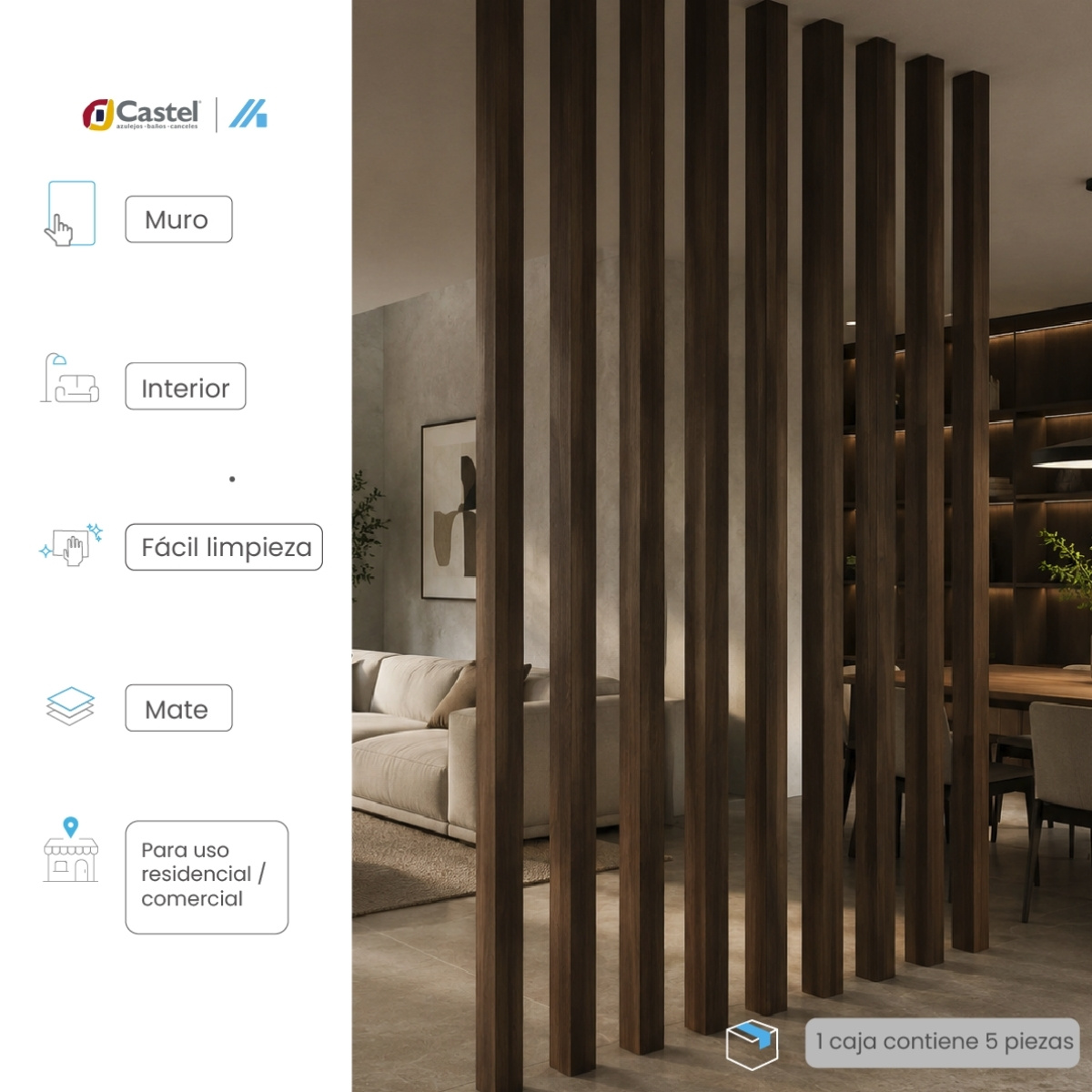 Viga Decorativa WPC Castel Viga 15 Rectangular Tono Nogal 290 cm