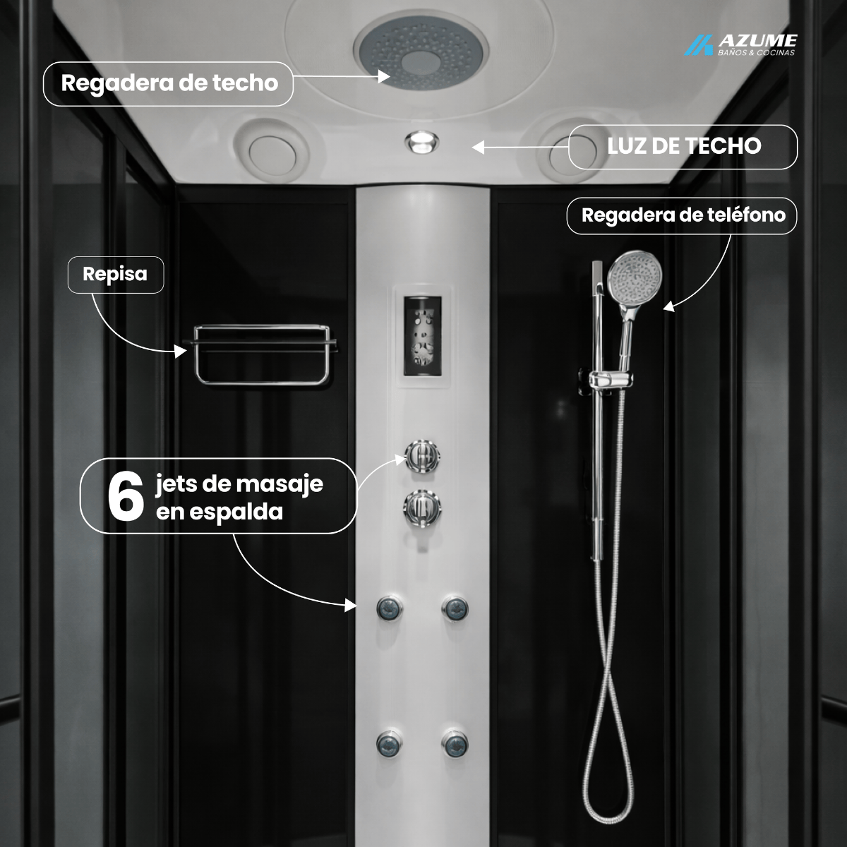 Cabina Quarella 109 Panel de Hidroducha, luz led – QD-109