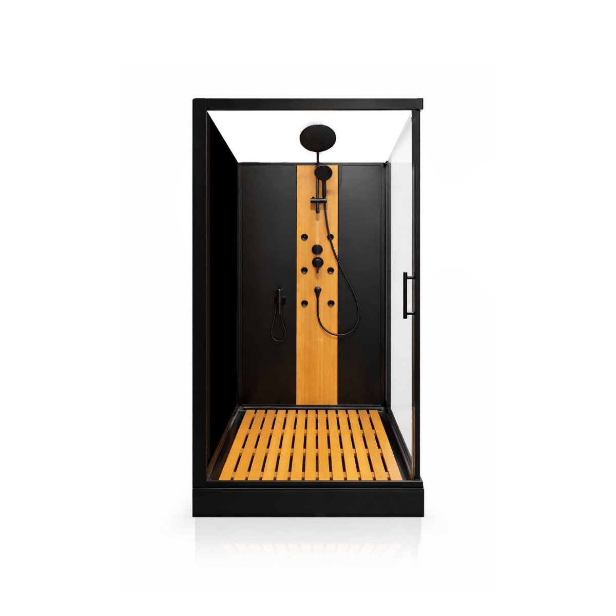 Cabina Quarella Negro Ducha Negro Mate Panel de Funciones – QD-HOKO-001