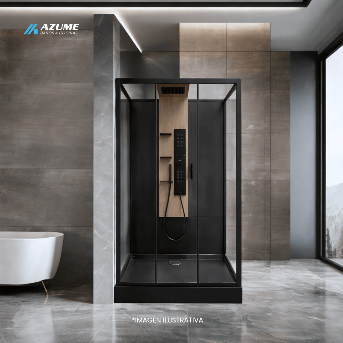 Cabina Quarella Negro Mate Ducha completa – QD-HOKO-002